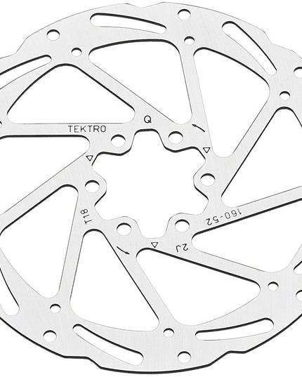 Tektro TR180-52 Disc Rotor - 180mm, 6-Bolt, 1.8mm Thickness, For 2-Piston Calipers