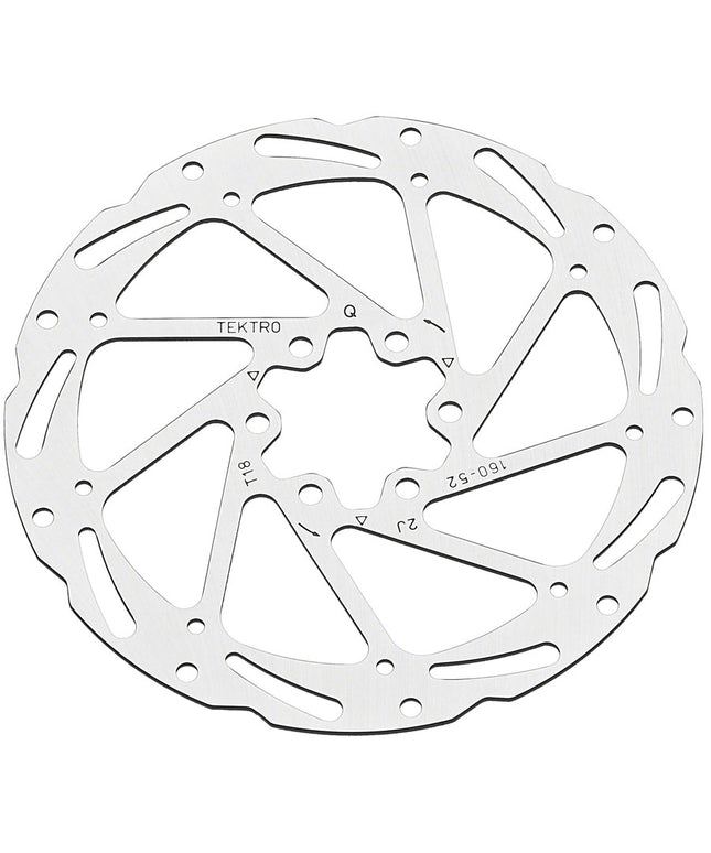 Tektro TR180-52 Disc Rotor - 180mm, 6-Bolt, 1.8mm Thickness, For 2-Piston Calipers