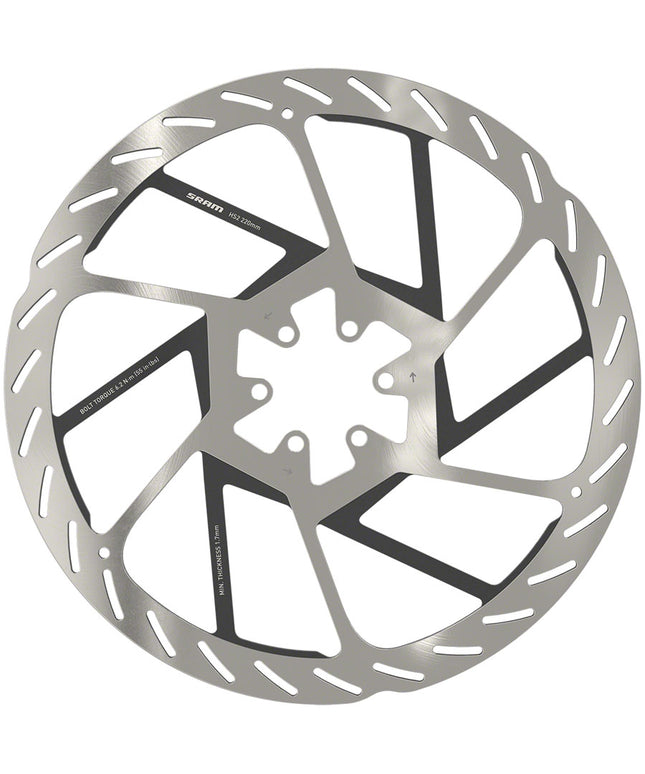 SRAM HS2 Disc Brake Rotor - 220mm, 6-Bolt, Rounded, Silver/Black