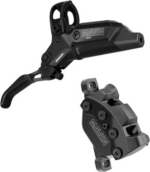 SRAM Maven Silver Disc Brake and Lever - Front or Rear, Post Mount, 2000mm Hose, 4-Piston, Aluminum Lever, SS Hardware, Black, B1