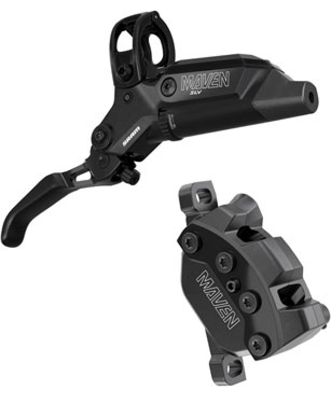 SRAM Maven Silver Disc Brake and Lever - Front or Rear, Post Mount, 2000mm Hose, 4-Piston, Aluminum Lever, SS Hardware, Black, B1