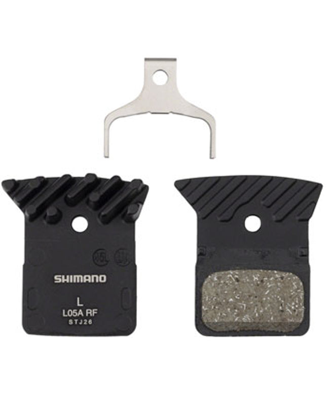 Shimano L05A-RF Disc Brake Pad and Spring - Resin Compound, Finned Alloy Back Plate, One Pair