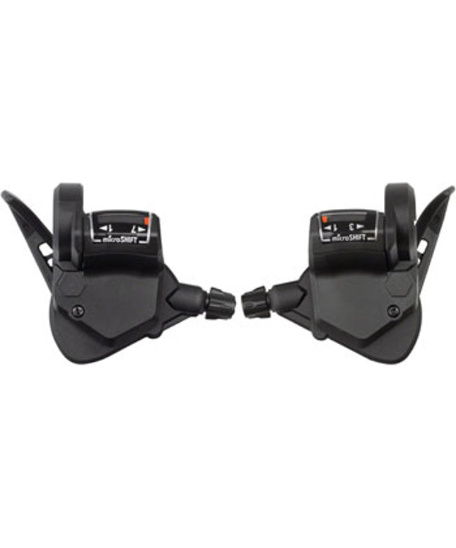 microSHIFT TS38 Thumb-Tap Shifter Set - 7 Speed, Triple, Optical Gear Indicator, Shimano Compatible