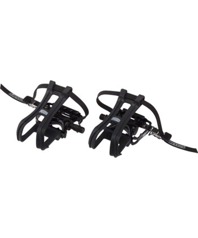 Dimension Compe Combo Pedals/Toe Clip Combo - Aluminum, 9/16", Black