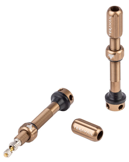 Teravail Alloy Tubeless Valves - Pair, 48mm, Matte Copper